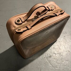 Calpak Large Clear Cosmetics Case in Caramel with flaws